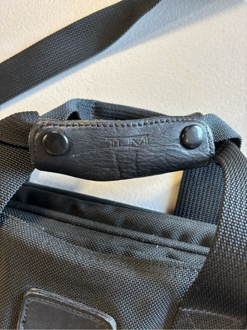 Tumi Alpha Black Ballistic Nylon Briefcase with Shoulder Strap and Top Handles